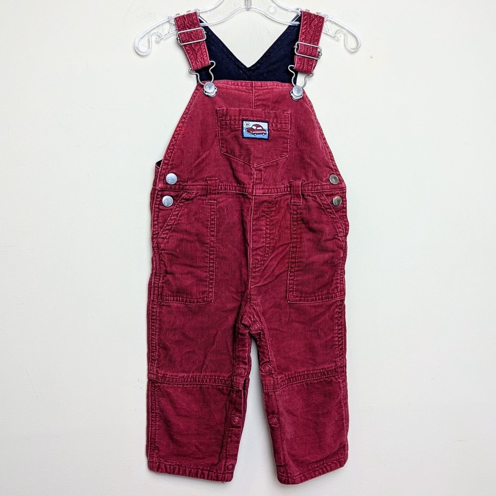 Vintage Gymboree Corduroy Cars 2001 Red Y2K Overalls 6-12 mos
